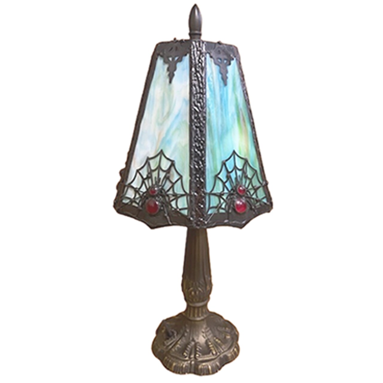 Spider Web Genuine Stained Glass Shade & Lamp Base - Perfect for a Living Room, Bedroom, Office, & More